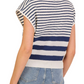 Navy and Ivory Striped Sleeveless Knit Pullover Sweater
