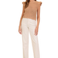 Camel Ruffle Cap Sleeve Crochet Open Knit Top