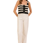 Black Ivory Striped Button-Front Square Neck Knit Tank