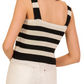 Black Ivory Striped Button-Front Square Neck Knit Tank
