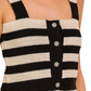 Black Ivory Striped Button-Front Square Neck Knit Tank