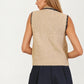 Sleeveless Knit Vest with Contrast Trim and Bow Detail