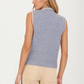 Sleeveless Knit Vest with Contrast Trim and Bow Detail