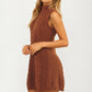 Sleeveless Cable Knit Mini Dress With Mock Neck