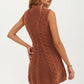 Sleeveless Cable Knit Mini Dress With Mock Neck