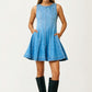 Sleeveless Denim Fit and Flare Mini Dress with Seamed Detailing