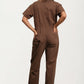 Short Sleeve Utility Jumpsuit with Button Front