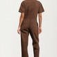 Short Sleeve Utility Jumpsuit with Button Front