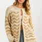 Textured Open Knit Cardigan With Pockets In Neutral Tones