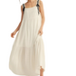 White Smocked Maxi Dress with Tie Straps