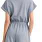 Blue Zip-Front Short-Sleeve Romper