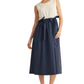 Sleeveless Contrast Midi Dress with Waist Bow Tie and Pockets