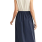 Sleeveless Contrast Midi Dress with Waist Bow Tie and Pockets