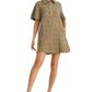 Leopard Print Mini Dress with Zip Front and Structured Collar