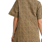 Leopard Print Mini Dress with Zip Front and Structured Collar