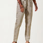 High Rise Drawstring Denim Pants with Oversized Patch Pockets