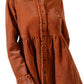 Corduroy Shirt Dress With Frayed Trim And Button Front Detail