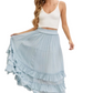 Tiered Ruffle Maxi Skirt in Soft Blue with Smocked Waist