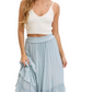 Tiered Ruffle Maxi Skirt in Soft Blue with Smocked Waist