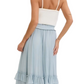 Tiered Ruffle Maxi Skirt in Soft Blue with Smocked Waist