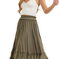 Tiered Ruffle Maxi Skirt in Olive Green with Smocked Waist