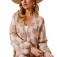 Open Front Cardigan With Neutral Checkerboard Knit