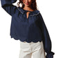 Scallop Trim Blouse With Ruffled Collar And Tie Neck