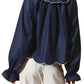 Scallop Trim Blouse With Ruffled Collar And Tie Neck