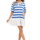 Blue & White Stripe Polo Dress with Contrast Hem