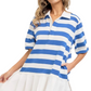 Blue & White Stripe Polo Dress with Contrast Hem