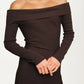 Off-Shoulder Long Sleeve Knit Midi Dress