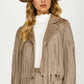Faux Suede Fringe Jacket with Open Front