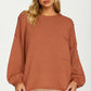 Oversized Knit Pullover Sweater with Balloon Sleeves