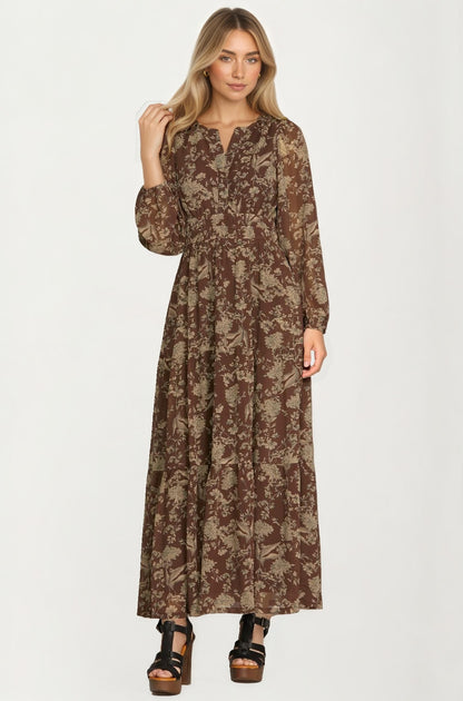 Long Sleeve Maxi Dress with Smocked Waist