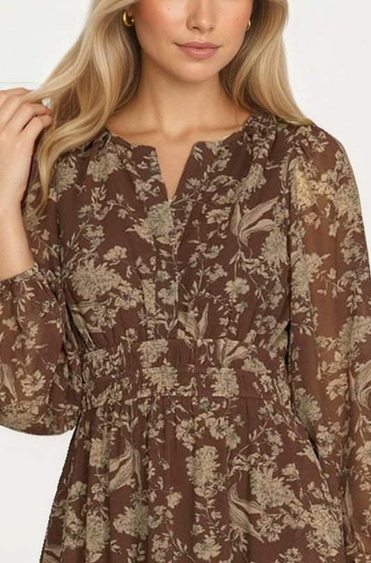 Long Sleeve Maxi Dress with Smocked Waist