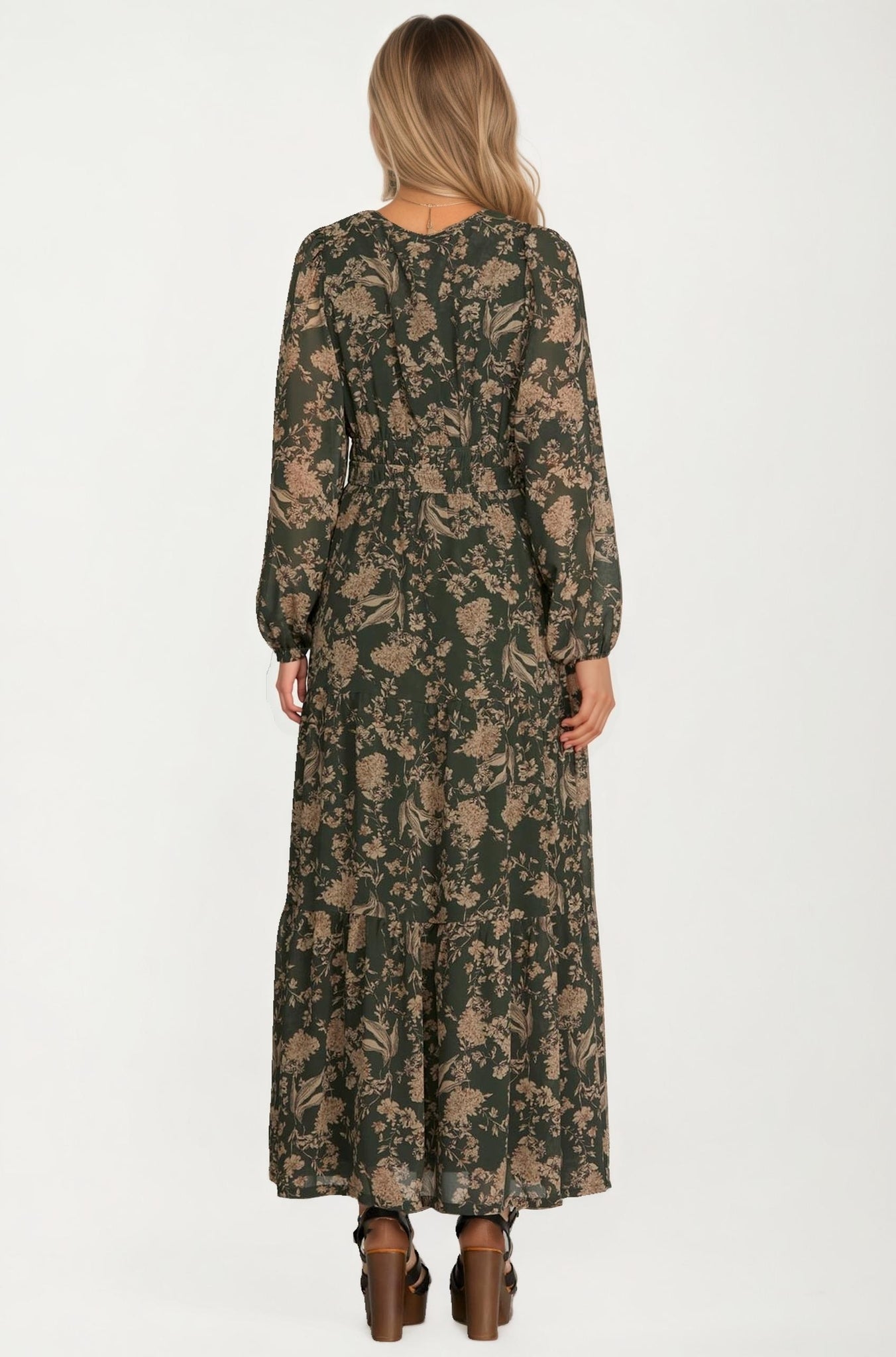 Long Sleeve Maxi Dress with Smocked Waist