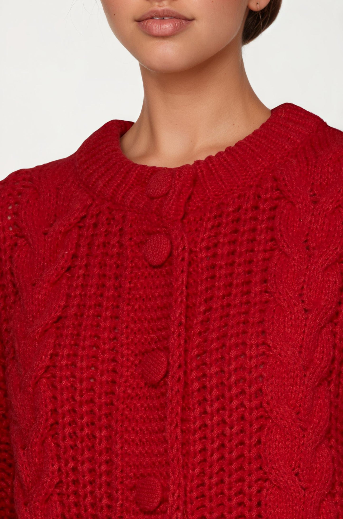 Chunky Cable Knit Cardigan with Button Front