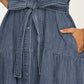 Chambray Button Front Dress with Flutter Sleeves