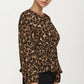 Leopard Print Smocked Waist Long Sleeve Blouse