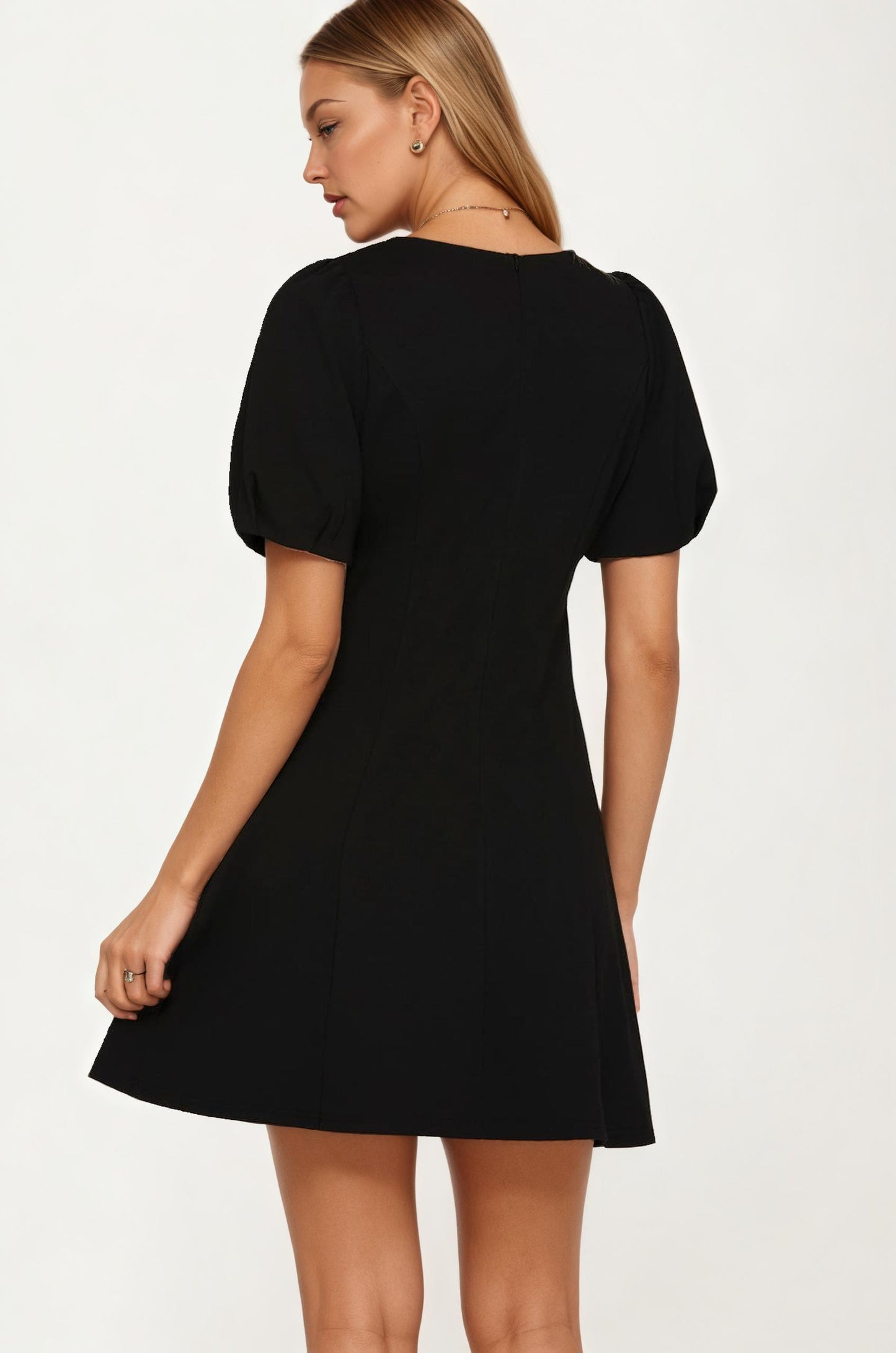 Mini Dress with White Bow Detail