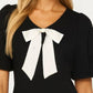 Mini Dress with White Bow Detail