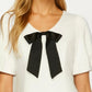 Mini Dress with Black Bow Detail
