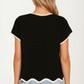 Short Sleeve Knit Top with Contrast Trim and Pocket