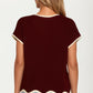 Short Sleeve Knit Top with Contrast Trim and Pocket