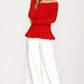 Off Shoulder Ribbed Knit Top with Long Sleeves