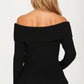 Off Shoulder Ribbed Knit Top with Long Sleeves