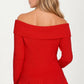 Off Shoulder Ribbed Knit Top with Long Sleeves