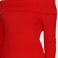 Off Shoulder Ribbed Knit Top with Long Sleeves