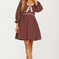 Polka Dot Puff Sleeve Mini Dress with Bow Detail