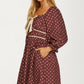 Polka Dot Puff Sleeve Mini Dress with Bow Detail